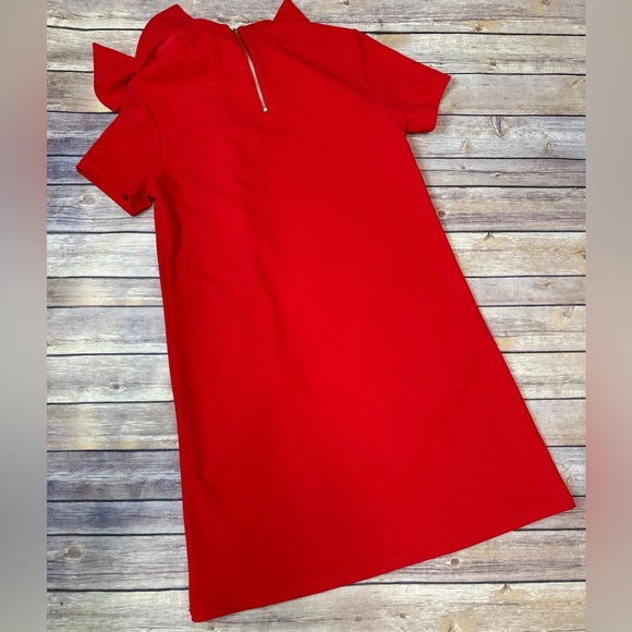 Gracia Women’s Big Shoulder Bow & Ruffles Shift Dress In Red Size S - Picture 5 of 6
